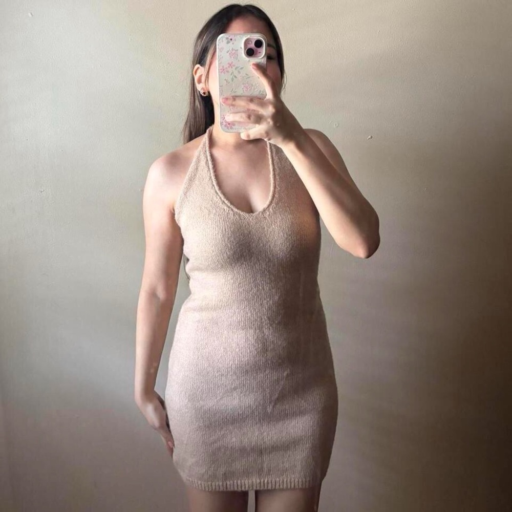 Princess Polly Tan Halter Sweater Dress